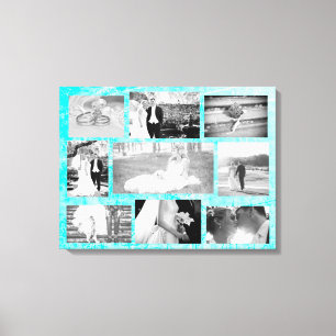 Toile Collage photo Mariage personnalisé Wall Art Aqua