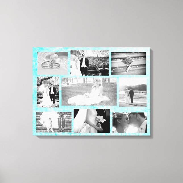 Toile Collage photo Mariage personnalisé Wall Art Aqua (Recto)