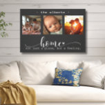 Toile Collage photo moderne Accueil Pas seulement un end<br><div class="desc">Ce magnifique tableau mural en toile présente un magnifique collage photo à trois images présentant des souvenirs chéris, orné du message sincère "Maison, pas seulement un endroit, mais un sentiment". L'élégant design noir et blanc, combiné à un script exquis et à une typographie d'impression, crée une pièce sophistiquée et durable...</div>