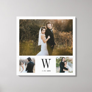 Toile Collage photo Monogramme 3 personnalisé