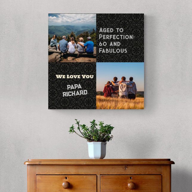 Toile Collage photo personnalisé Cadeaux d'anniversaire  (60th Birthday Gifts for Men)