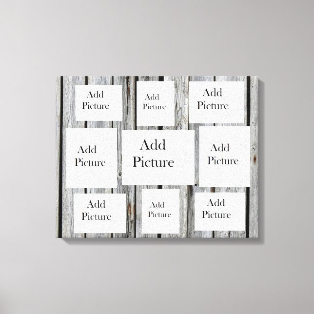 Toile Collage photo rustique Patiné en bois désorganisé (Recto)