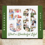 Toile Collage photo set in Number 50 Green White Custom<br><div class="desc">Créez votre cadeau unique de 50e anniversaire. Cette toile intelligente est une excellente façon d'afficher votre collage photo. Le modèle est configuré pour vous permettre d'ajouter vos photos préférées, qui apparaîtra automatiquement sous la forme du chiffre 50. Vous pouvez également ajouter votre nom et votre année de naissance (ou votre...</div>
