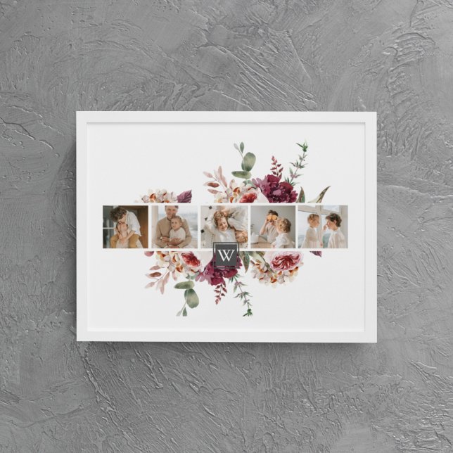 Toile Collage tendance Famille Photo Fleurs colorées Cad (Créateur téléchargé)