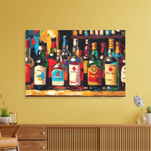 Toile "Collection de bouteilles de la étagère de bar" (S