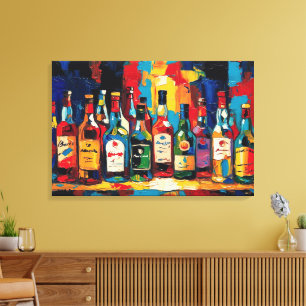 Toile "Collection de bouteilles de la étagère de bar" (S
