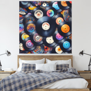 Toile Collection Vinyl Record Pattern 80s Retro Spectrum