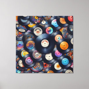 Toile Collection Vinyl Record Pattern 80s Retro Spectrum