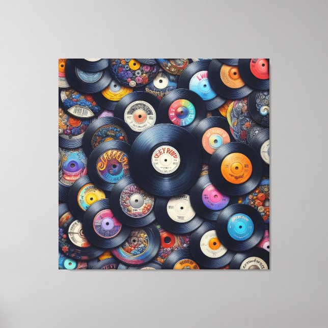 Toile Collection Vinyl Record Pattern 80s Retro Spectrum (Recto)