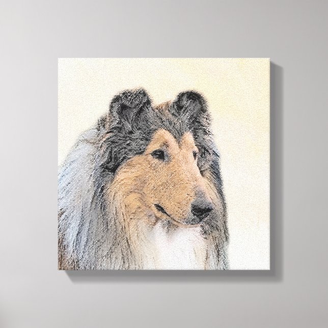 Toile Collie (Rough) Peinture - Cute Original Chien Art (Recto)