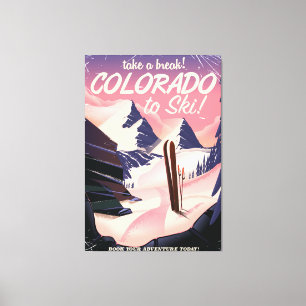Toile Colorado à skier! poster de voyage vintage