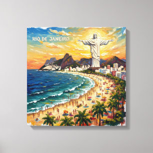 Toile Colorée de la Plage de Rio de Janeiro