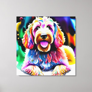 Toile colorée Goldendoodle Esquisse Enveloppée