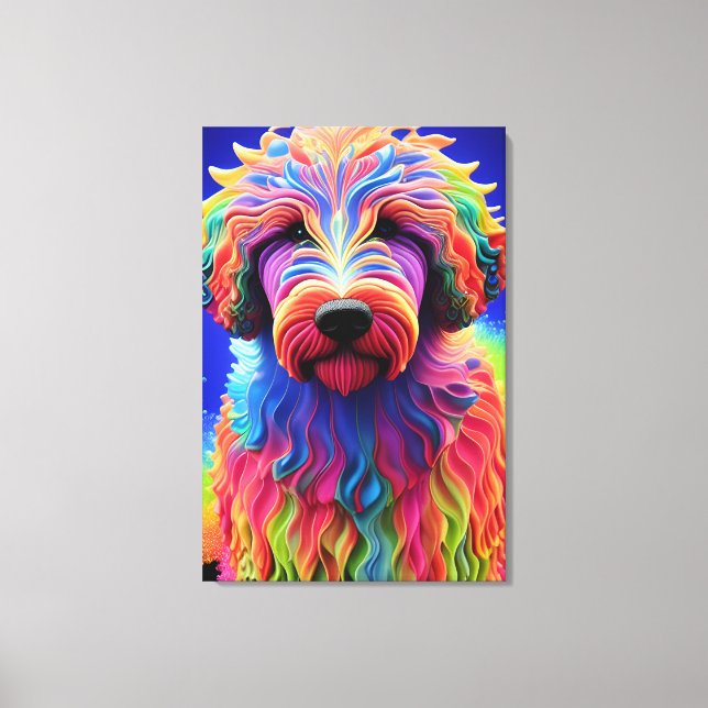 Toile Colorful Goldendoodle Festival Vivid Abstrait (Recto)