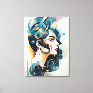 Toile Colorful Harmony: A Modern Abstract Woman Art