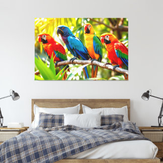 Toile Colorful Macaw Parrots Bird Art