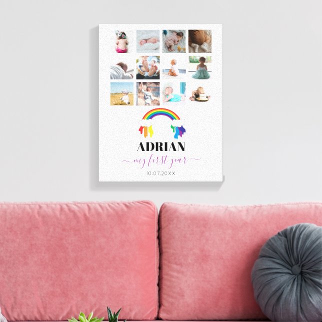 Toile Colorful Rainbow Baby First Year Photo Collage (Insitu(Salon))