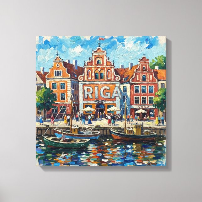 Toile Colorful Riga Waterfront Cityscape Canvas (Recto)