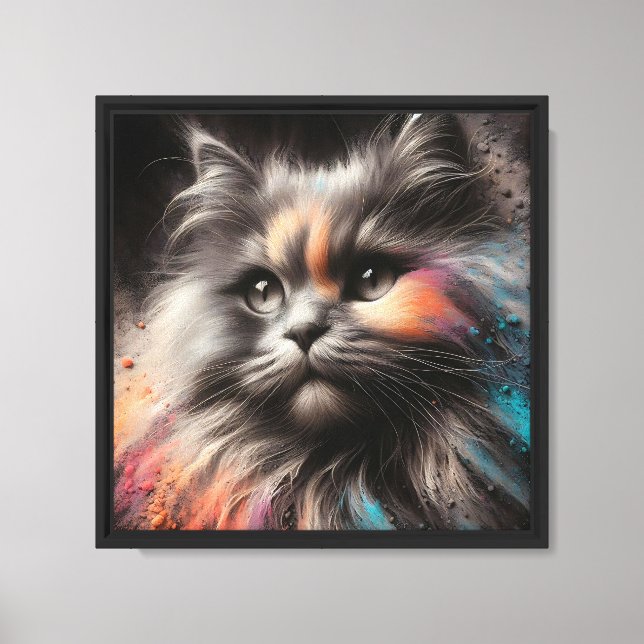 Toile Coloris Abstrait Feline Art Long-Haired Chat (Recto)