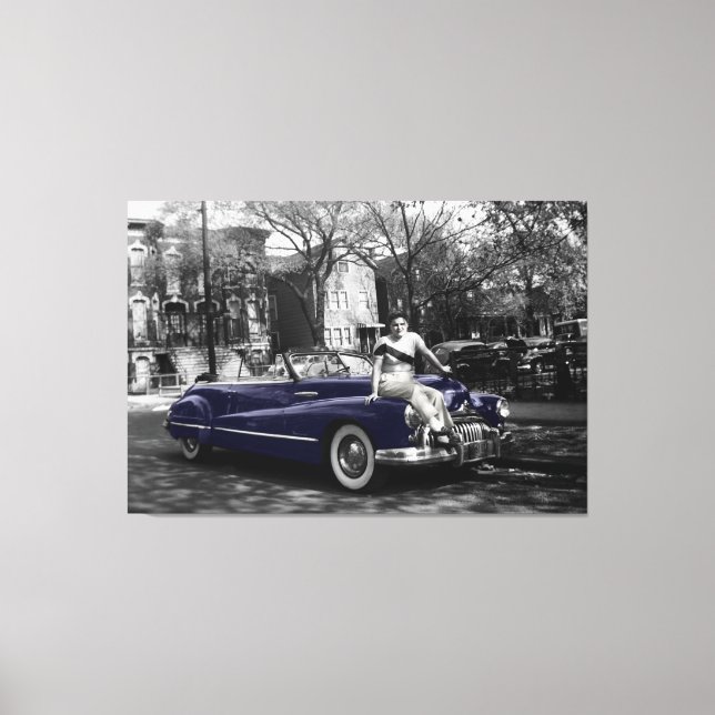 Toile Colorsplash Woman des années 1950 Buick Roadmaster (Recto)
