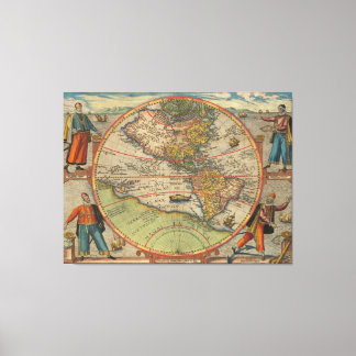Toile Columbus Vespucci Magellan Pizzaro Tissu Papier Po