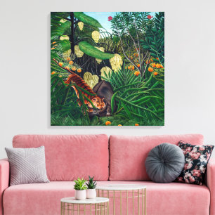 Toile Combat entre un Tigre et un Buffle H Rousseau