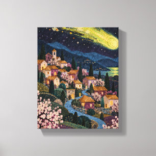 Toile Comète Wasabi au-dessus de Plum Village Paysage
