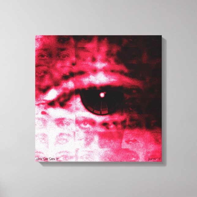 Toile "Comment elle le voit" par Aleta ~ 18x18 Collage n (Recto)