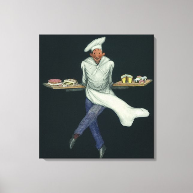 Toile Commerce alimentaire vintage, boulanger avec desse (Recto)