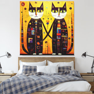 Toile Compagnons Abstraits : Un conte de deux chats