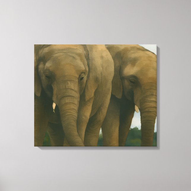 Toile Compagnons éléphants dans la lumière de Savannah (Recto)