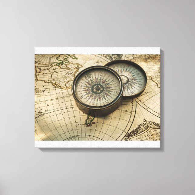 Toile Compas antique sur la carte (Recto)