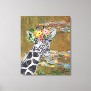 Toile Compilation Monet Lily Pond et Giraffe
