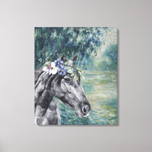 Toile Compilation Monet Morning Seine et Black Horse (Recto)