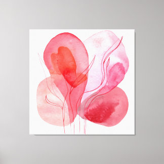 Toile Composition Abstraite en aquarelle rose