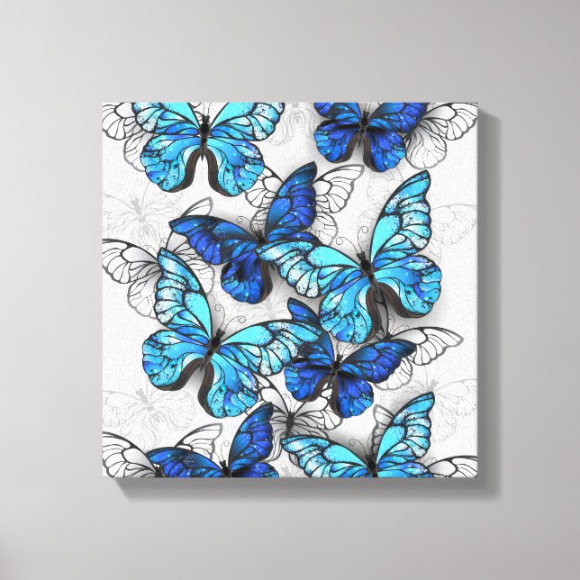 Toile Composition des White and Blue Butterflies (Recto)