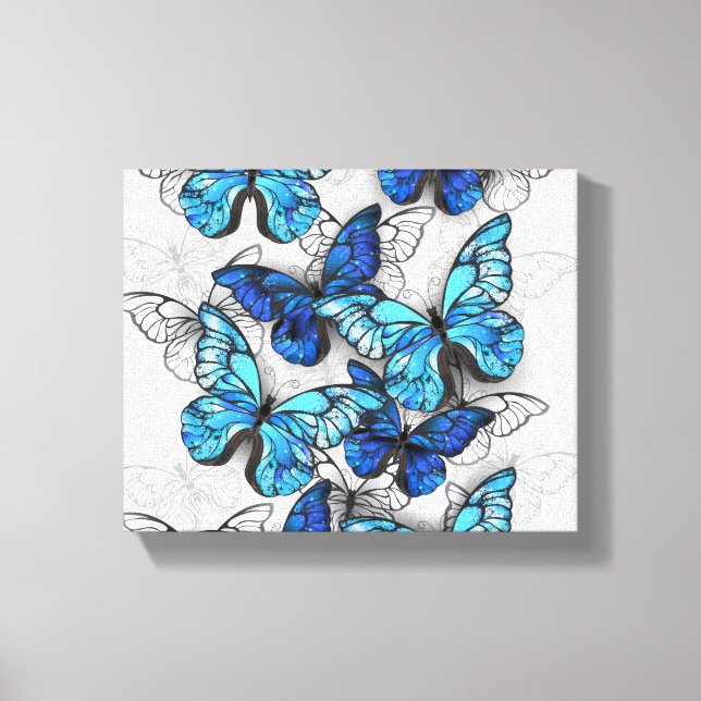 Toile Composition des White and Blue Butterflies (Recto)