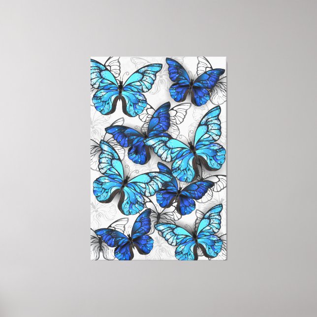 Toile Composition des White and Blue Butterflies (Recto)