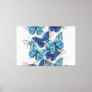 Toile Composition des White and Blue Butterflies
