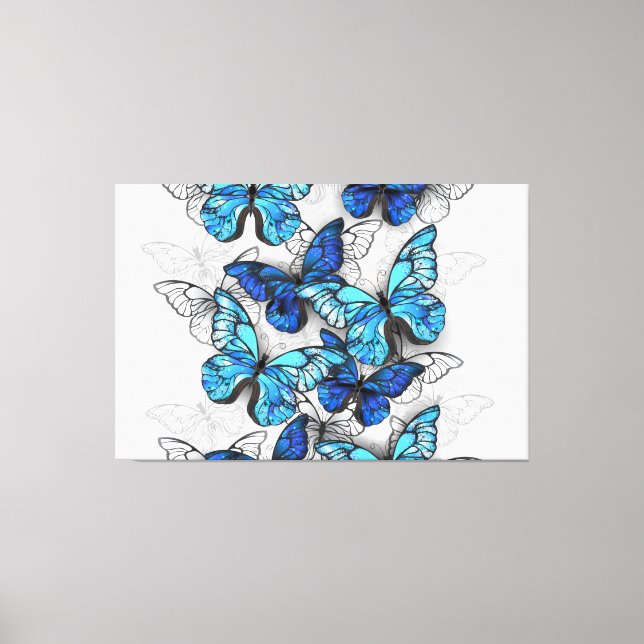 Toile Composition des White and Blue Butterflies (Recto)
