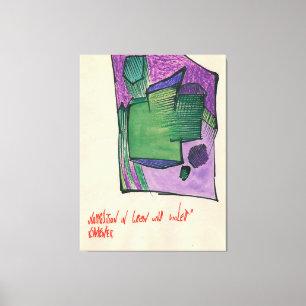 Toile Composition en vert et violet (