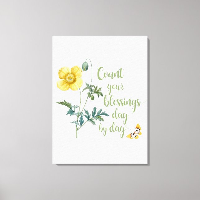 Toile Comptez vos bénédictions - pavot jaune vintage (Recto)