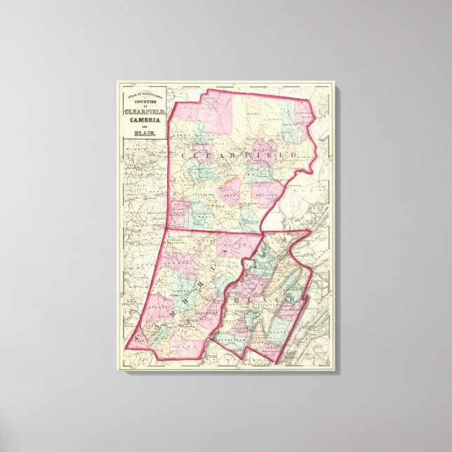 Toile Comtés de Clearfield, Cambria, Blair (Recto)