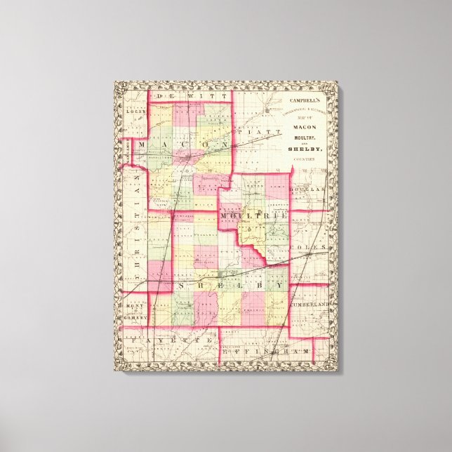 Toile Comtés de Macon, Moultrie, Shelby (Recto)