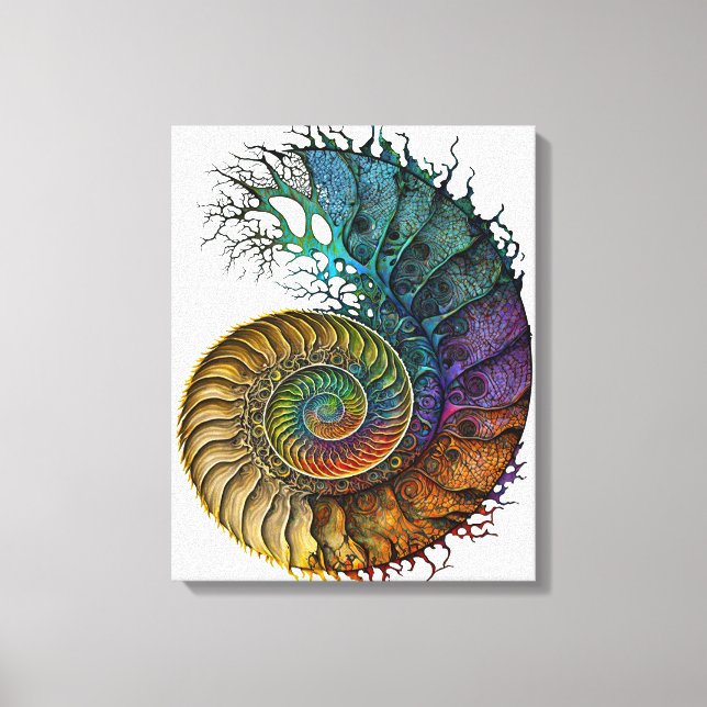 Toile Concept Fossil Ammonite dans colorant d'encre dyna (Recto)