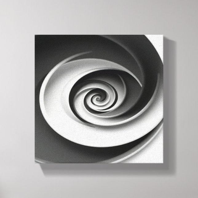 Toile Conception Abstraite Élégante en Spirale Noir et B (Recto)