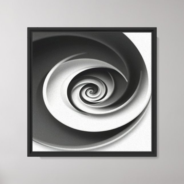 Toile Conception Abstraite Élégante en Spirale Noir et B (Recto)