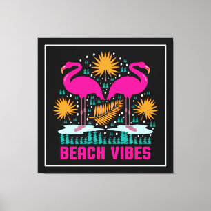 Toile Conception de flamants roses de vibes de plage
