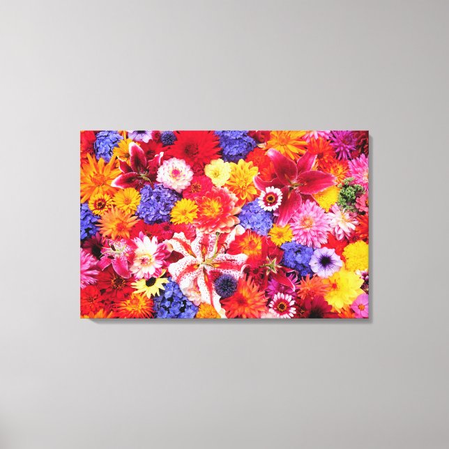Toile Conception de fleurs de Dahlia, lis orientaux, (Recto)