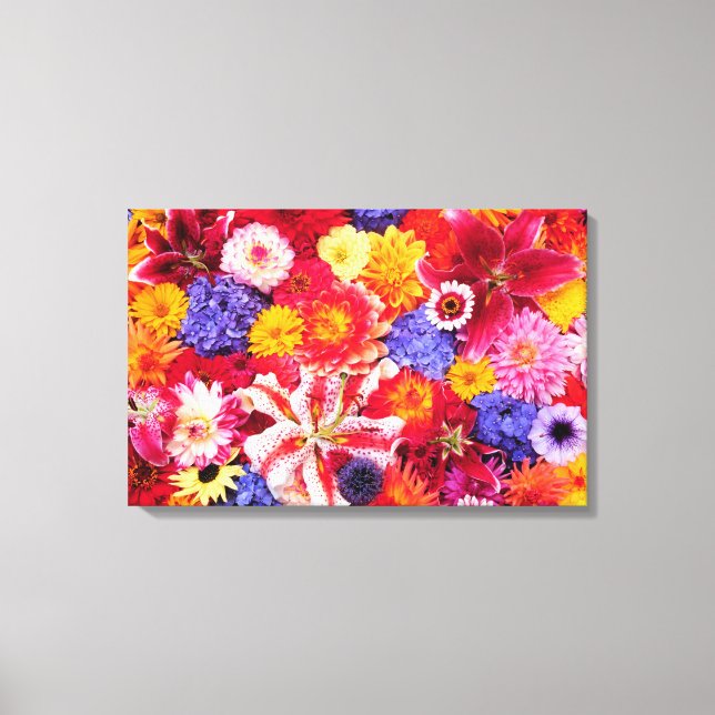 Toile Conception de fleurs de Dahlia, lis orientaux, (Recto)